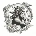 Zeus clouds and time clock tattoo design idea