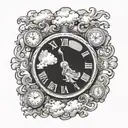 Zeus clouds and time clock tattoo design idea