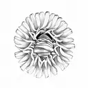 sea shell mixed with withering chrysanthemum tattoo design idea