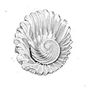 sea shell mixed with withering chrysanthemum tattoo design idea