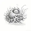 sea shell mixed with withering chrysanthemum tattoo design idea