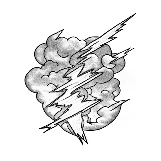 lightning bolt cloud tattoo design idea