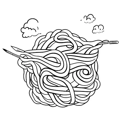 A ball of yarn transforming into a paintbrush tattoo design idea