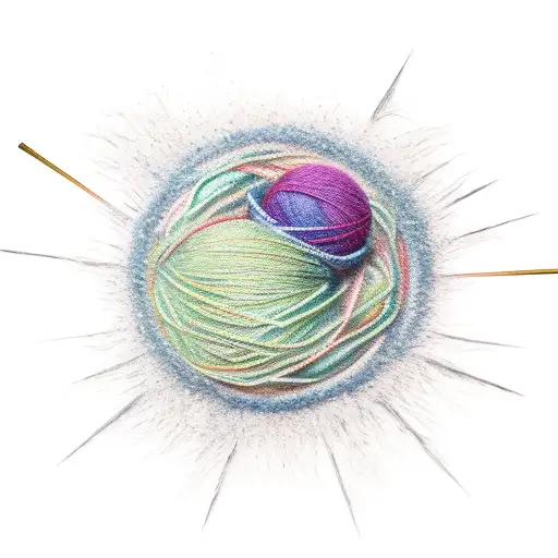A ball of yarn transforming into a paintbrush tattoo design idea