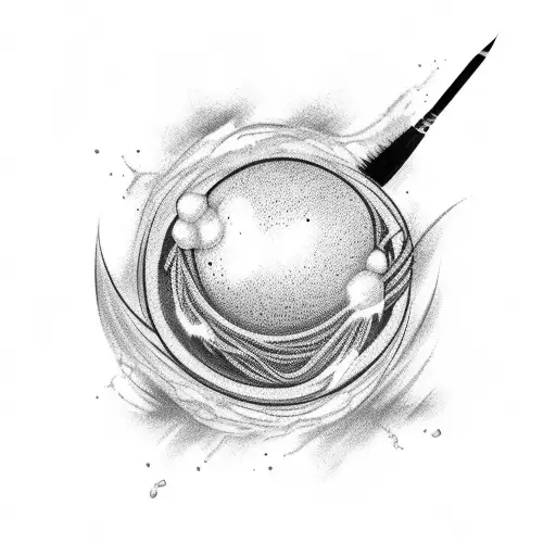 A ball of yarn transforming into a paintbrush tattoo design idea