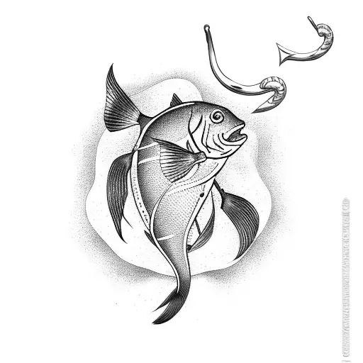 red fish tribal with knots and hooks tattoo design idea