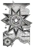 rising sun, Texas star, Coronado bridge,  tattoo design idea