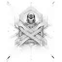 infinity symbol with head in the center tattoo design idea