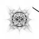 infinity symbol with head in the center tattoo design idea