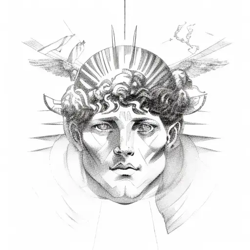 Icarus, Atlas, Vesuvius man tattoo design idea