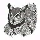 owl and bear head tattoo design idea