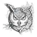 owl and bear head tattoo design idea