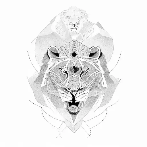 4 Lions back Spine tattoo design idea
