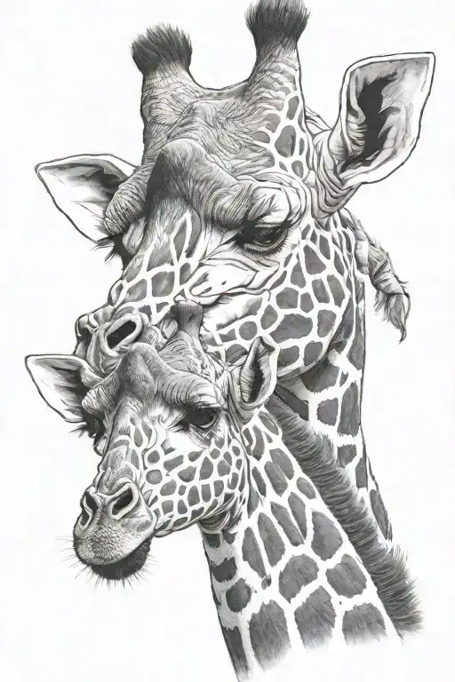 giraffe head intertwined tattoo design idea