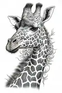 giraffe standing tattoo design idea