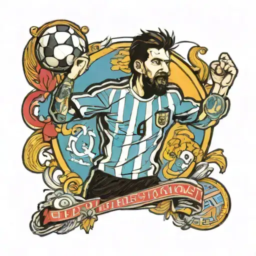 old school messi world cup argentina tattoo design idea