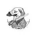 Duck hunting with dog and hunter tattoo design idea