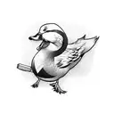 Duck hunting with dog and hunter tattoo design idea