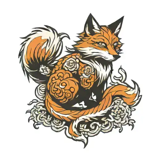 9 tails fox, japanese yakuza style tattoo tattoo design idea