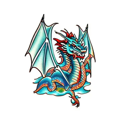 Dragon in long tattoo design idea