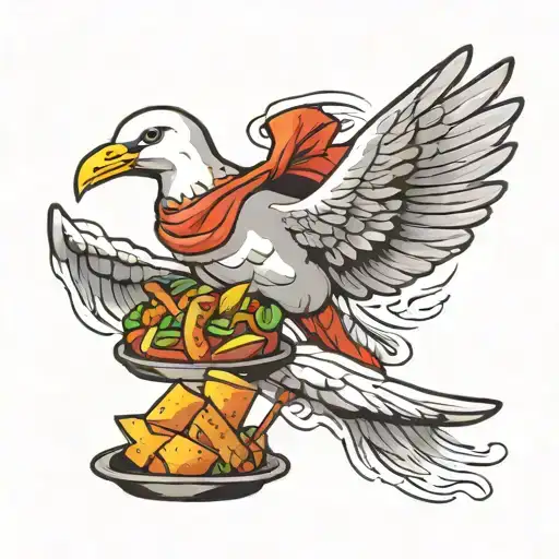 seagull stealing food tattoo design idea