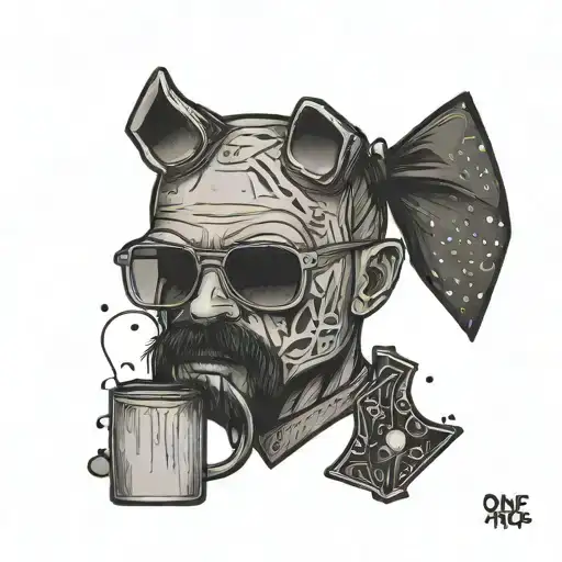 A minimalist tattoo design based on the themes of Don’t Hug Me I’m Scared and Breaking Bad tattoo design idea