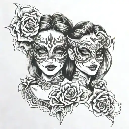 I want the smile now cry later but with a beautiful girl with her face painted the smile and the mask she’s holding it’s tattoo design idea