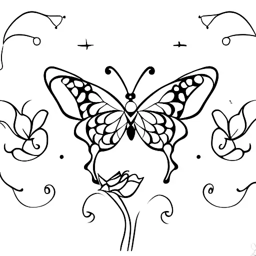 butterfly with a tulip tattoo design idea