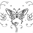 butterfly with a tulip tattoo design idea