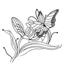 butterfly with a tulip tattoo design idea