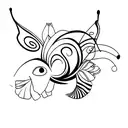 butterfly with a tulip tattoo design idea