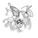 butterfly with a tulip tattoo design idea