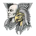 half head of pharaoh and a bald eagle  tattoo design idea