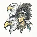 half head of pharaoh and a bald eagle  tattoo design idea