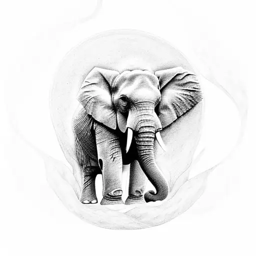 all four elements, elephant, Gemini, strength, loyalty, motherhood, beach tattoo design idea