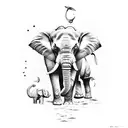 all four elements, elephant, Gemini, strength, loyalty, motherhood, beach tattoo design idea