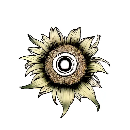 A minimalist tattoo of a sunflower with a twist inspired by the strange world of Jack tattoo design idea
