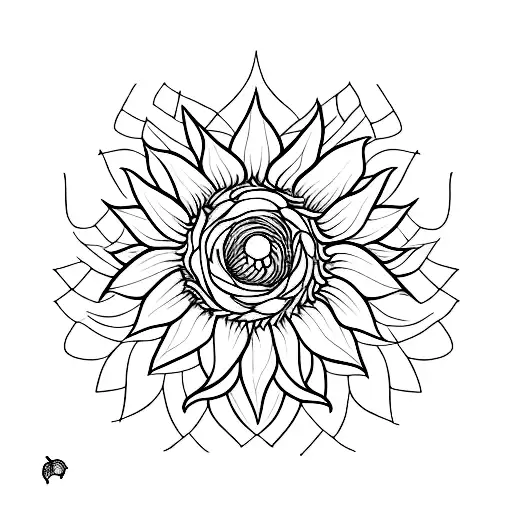 A minimalist tattoo of a sunflower with a twist inspired by the strange world of Jack tattoo design idea