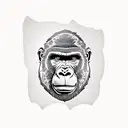 gorilla head on right pec with geometric background leading onto the shoulder tattoo design idea