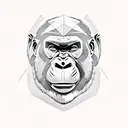 gorilla head on right pec with geometric background leading onto the shoulder tattoo design idea