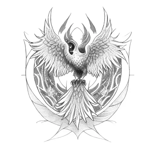 phoenix with cross tattoo design idea