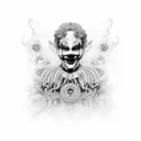 A mesmerizing design featuring intricate lines forming a sinister clown face tattoo design idea