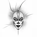 A mesmerizing design featuring intricate lines forming a sinister clown face tattoo design idea