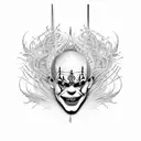 A mesmerizing design featuring intricate lines forming a sinister clown face tattoo design idea