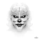 A mesmerizing design featuring intricate lines forming a sinister clown face tattoo design idea