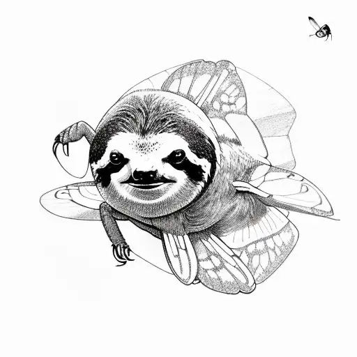 sloth, butterfly, ladybug and flamingo tattoo design idea