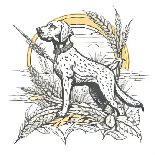 Phesant Hunting, Yellow Lab, Wheat fields tattoo design idea