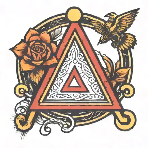 AA symbol of a triangle inside a circle, with a hammer and sickle inside the triangle tattoo design idea