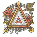 AA symbol of a triangle inside a circle, with a hammer and sickle inside the triangle tattoo design idea