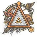 AA symbol of a triangle inside a circle, with a hammer and sickle inside the triangle tattoo design idea